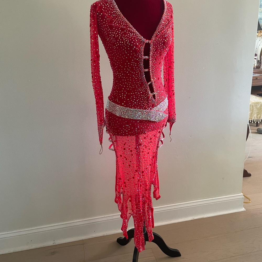 Gorgeous Fire Red Rhythm or Latin dance dress by Lenique